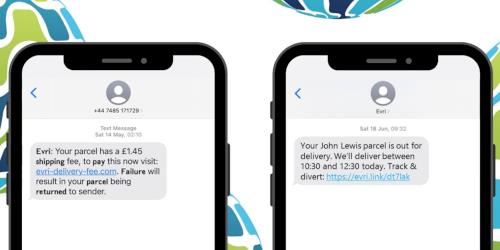 Mobile phone representing a scam text message