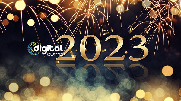 Fireworks with Digital Durham logo.